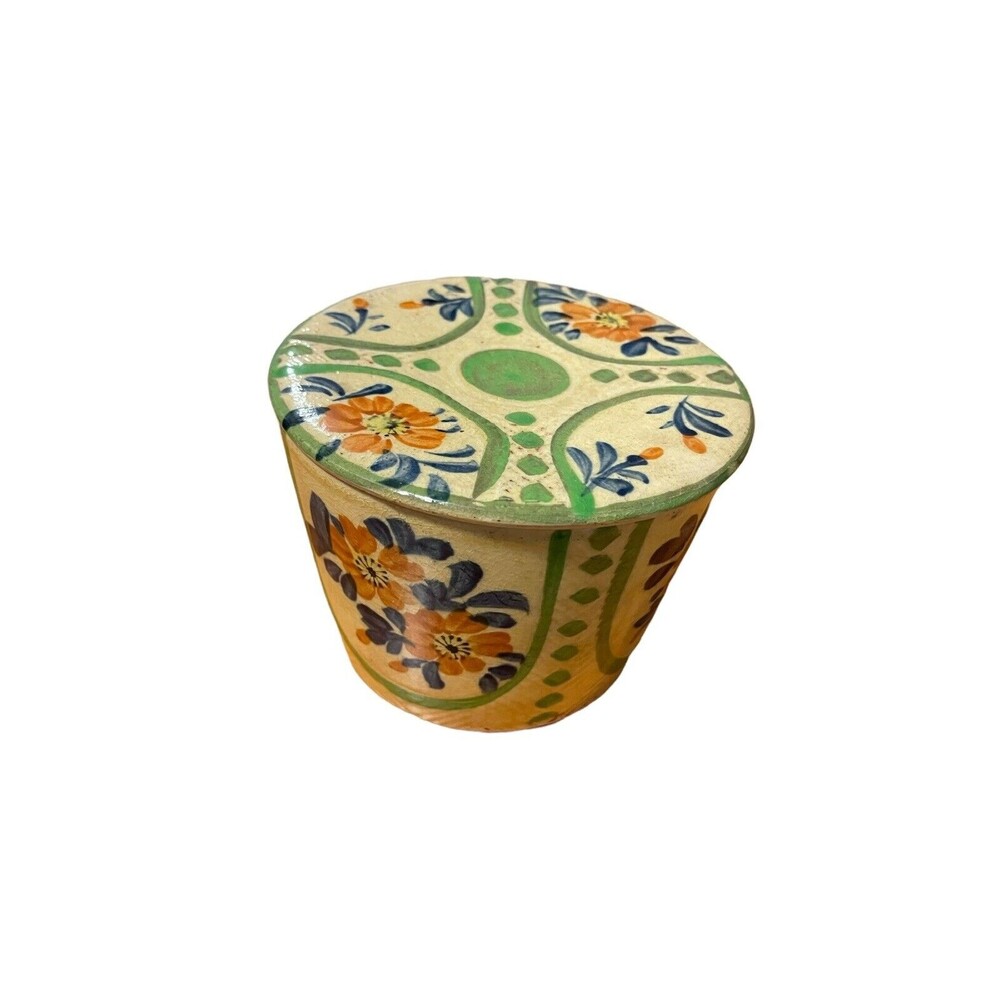 Beautiful Floral Vintage Antique Ceramic Dish w/ Lid Hand Painted Made In Japan